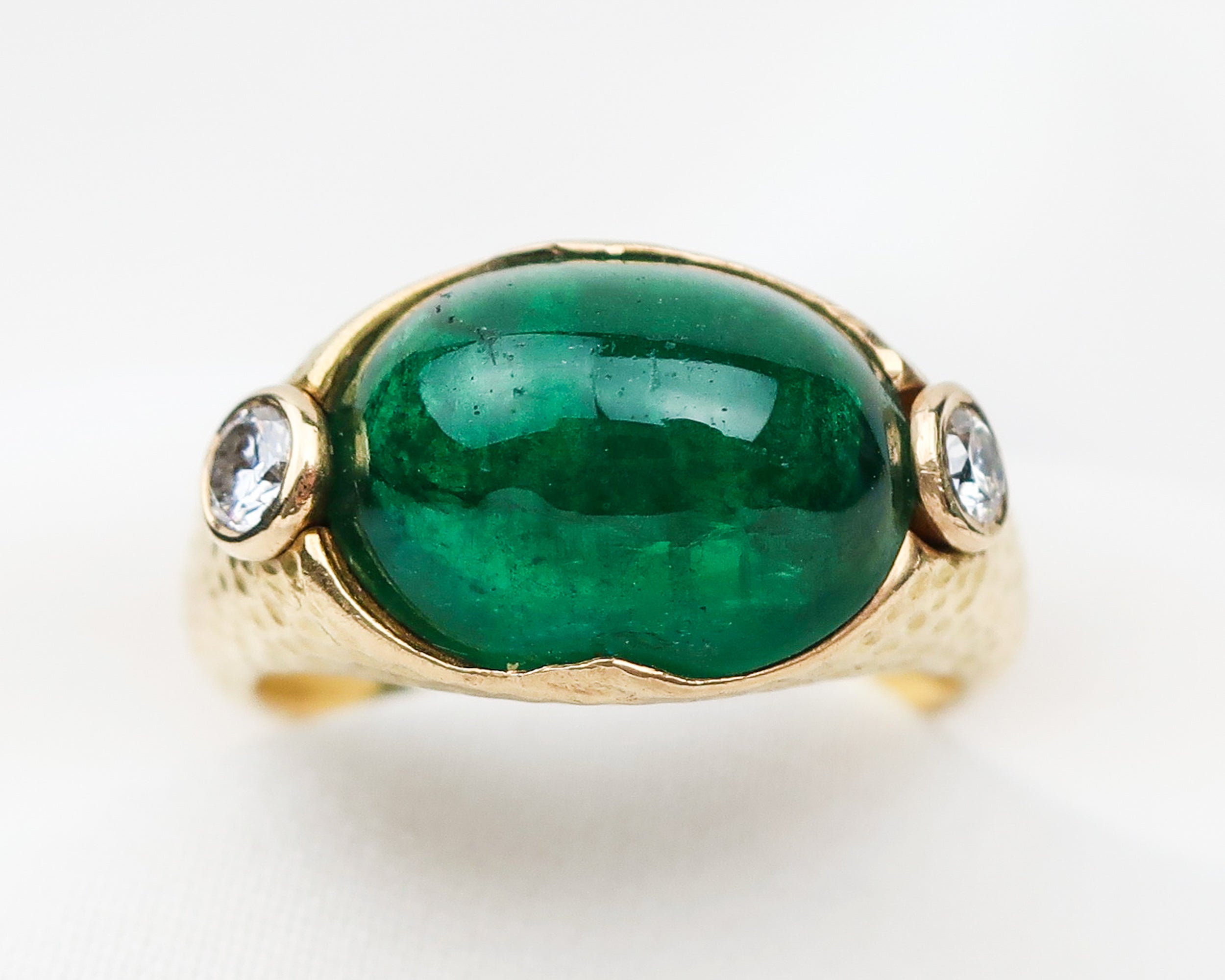 Circa 1970 French Emerald & Diamond Ring