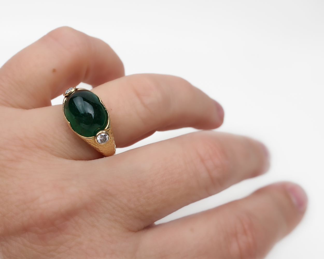 Late-Midcentury French Emerald & Diamond Ring