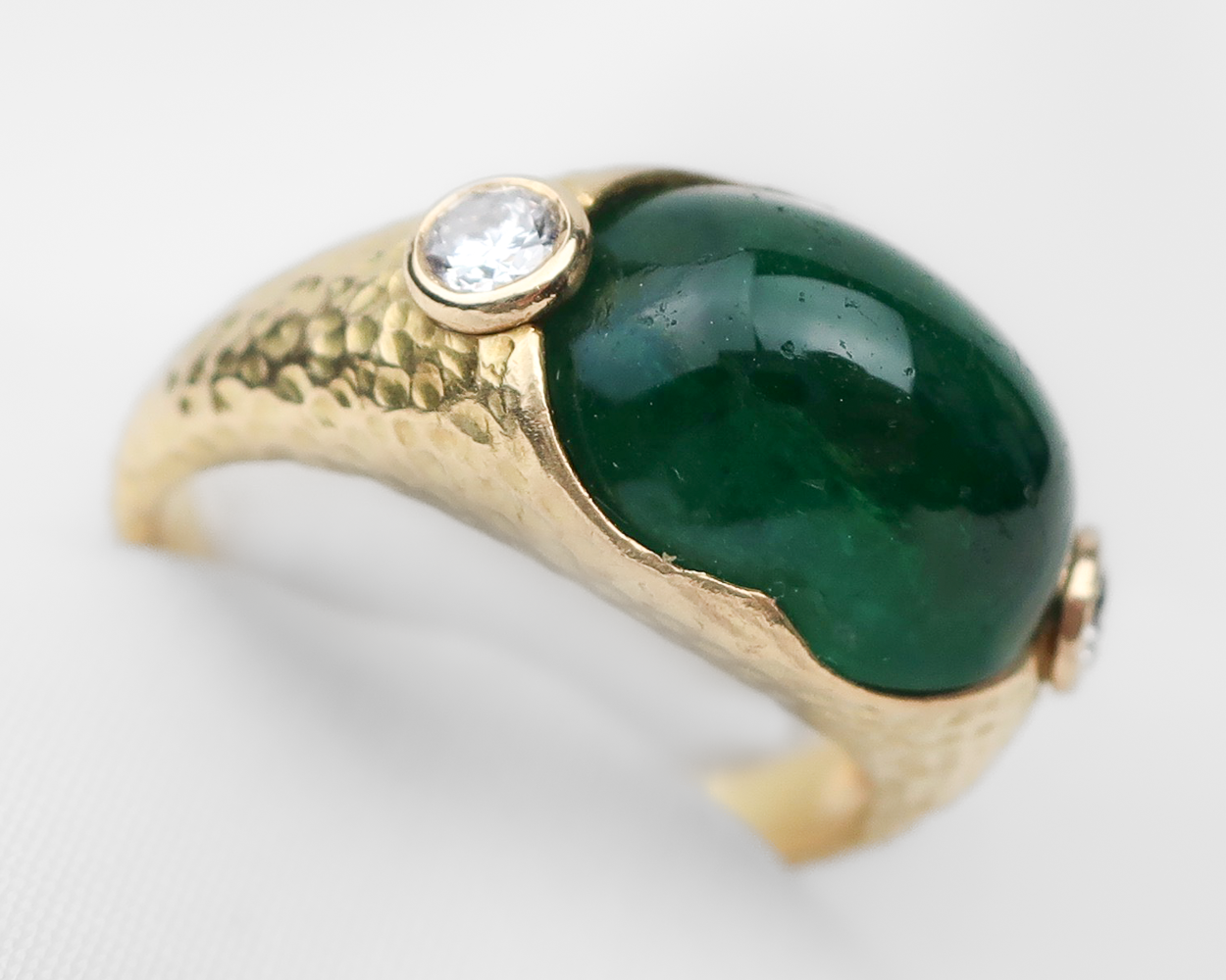 Late-Midcentury French Emerald & Diamond Ring