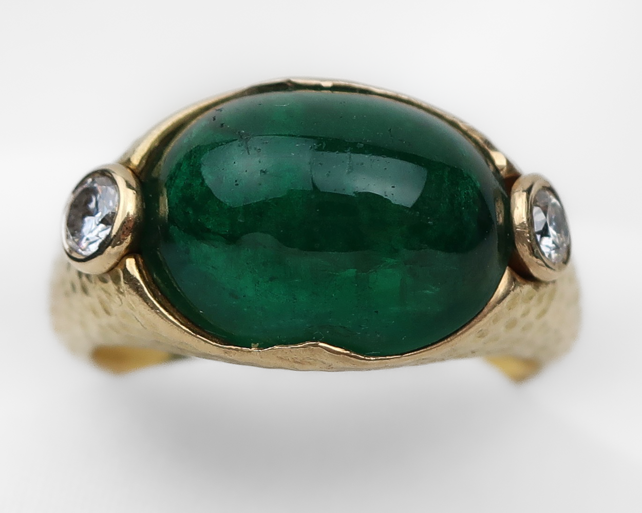 Late-Midcentury French Emerald & Diamond Ring