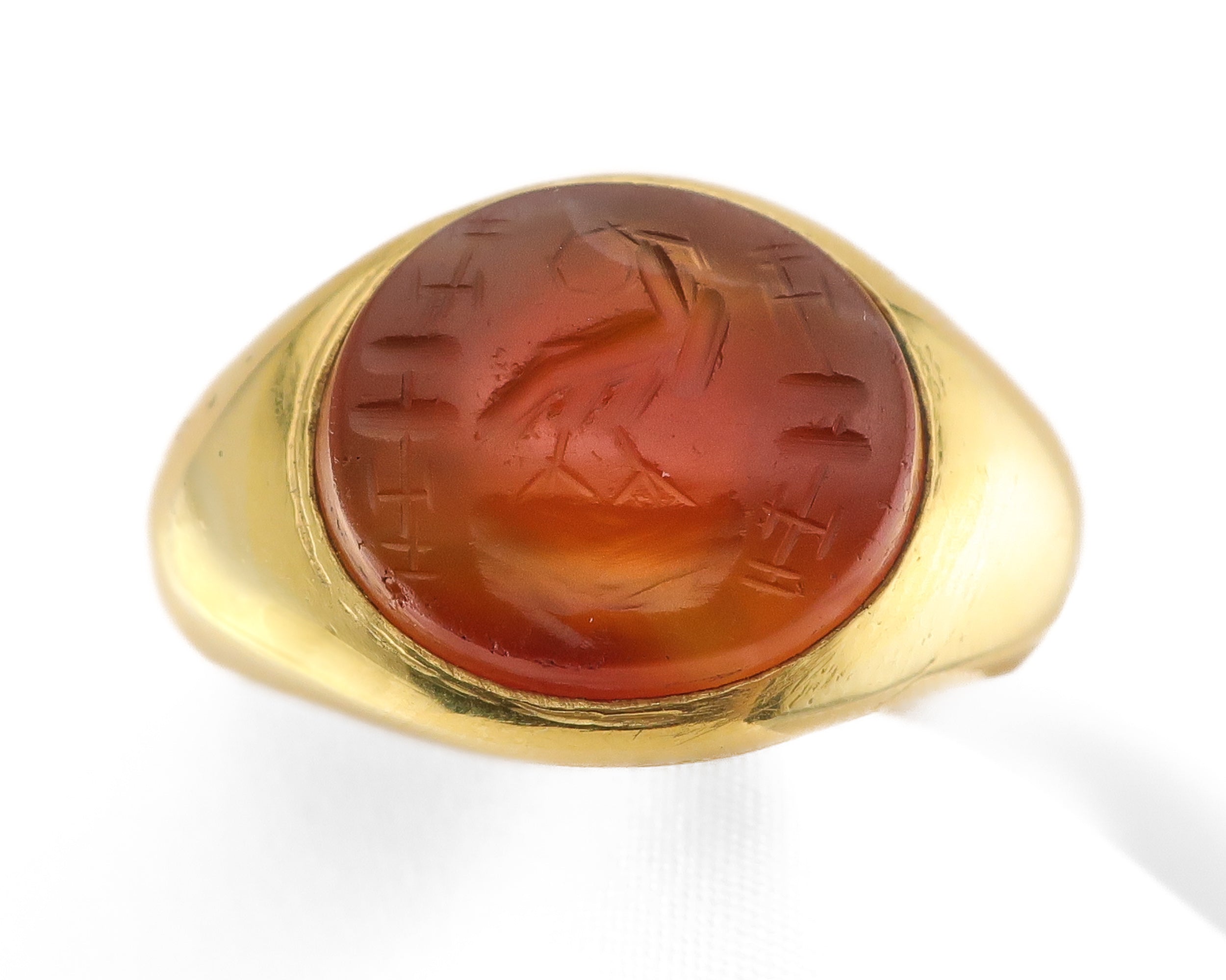 Victorian Carnelian Bird Intaglio Signet Ring