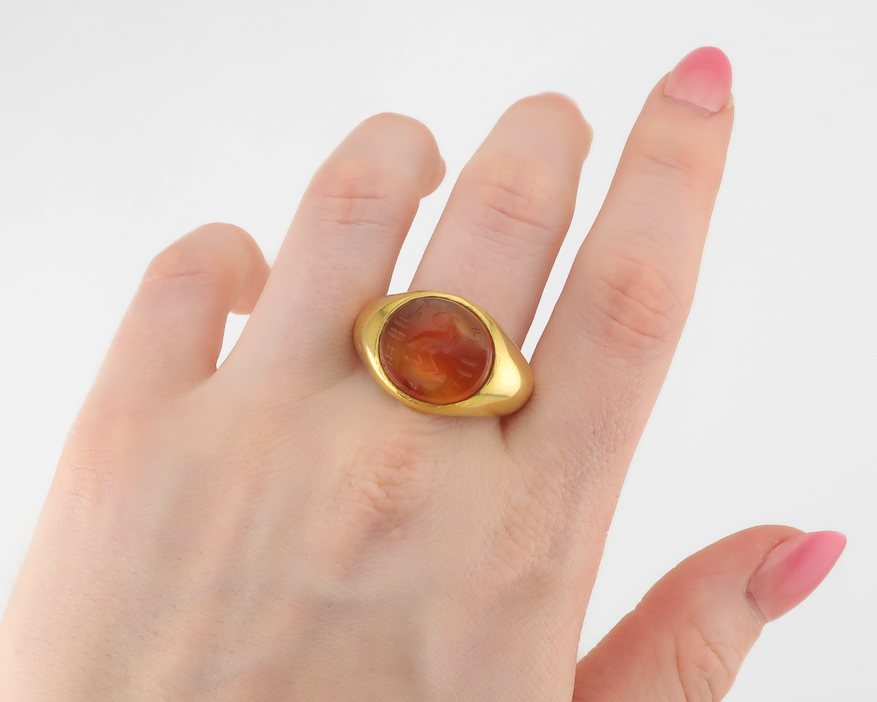 Victorian Carnelian Bird Intaglio Signet Ring