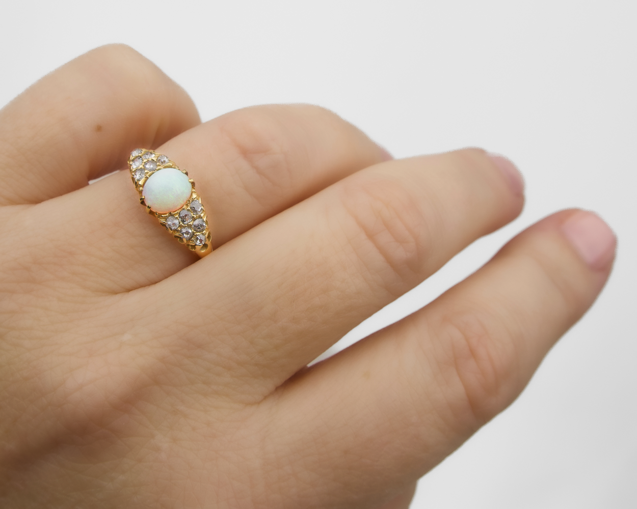 Victorian English Opal & Diamond Ring