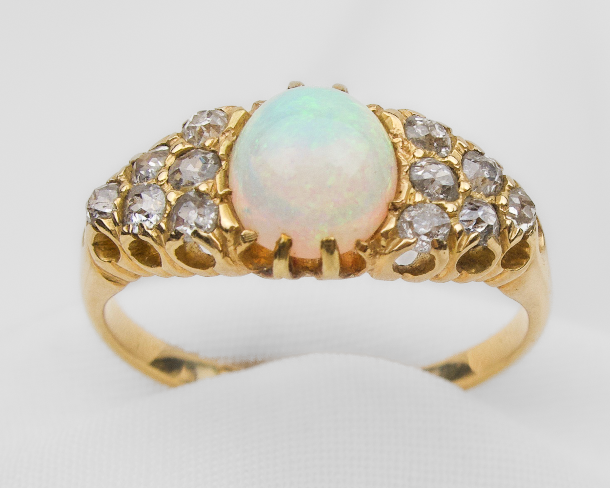 Victorian English Opal & Diamond Ring