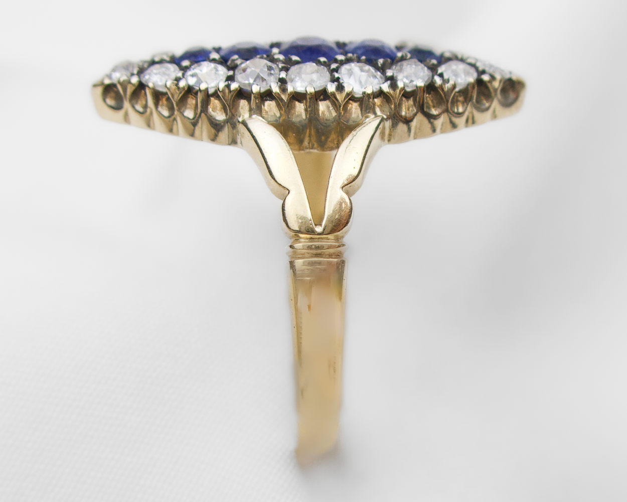 Victorian Sapphire & Diamond Navette Ring