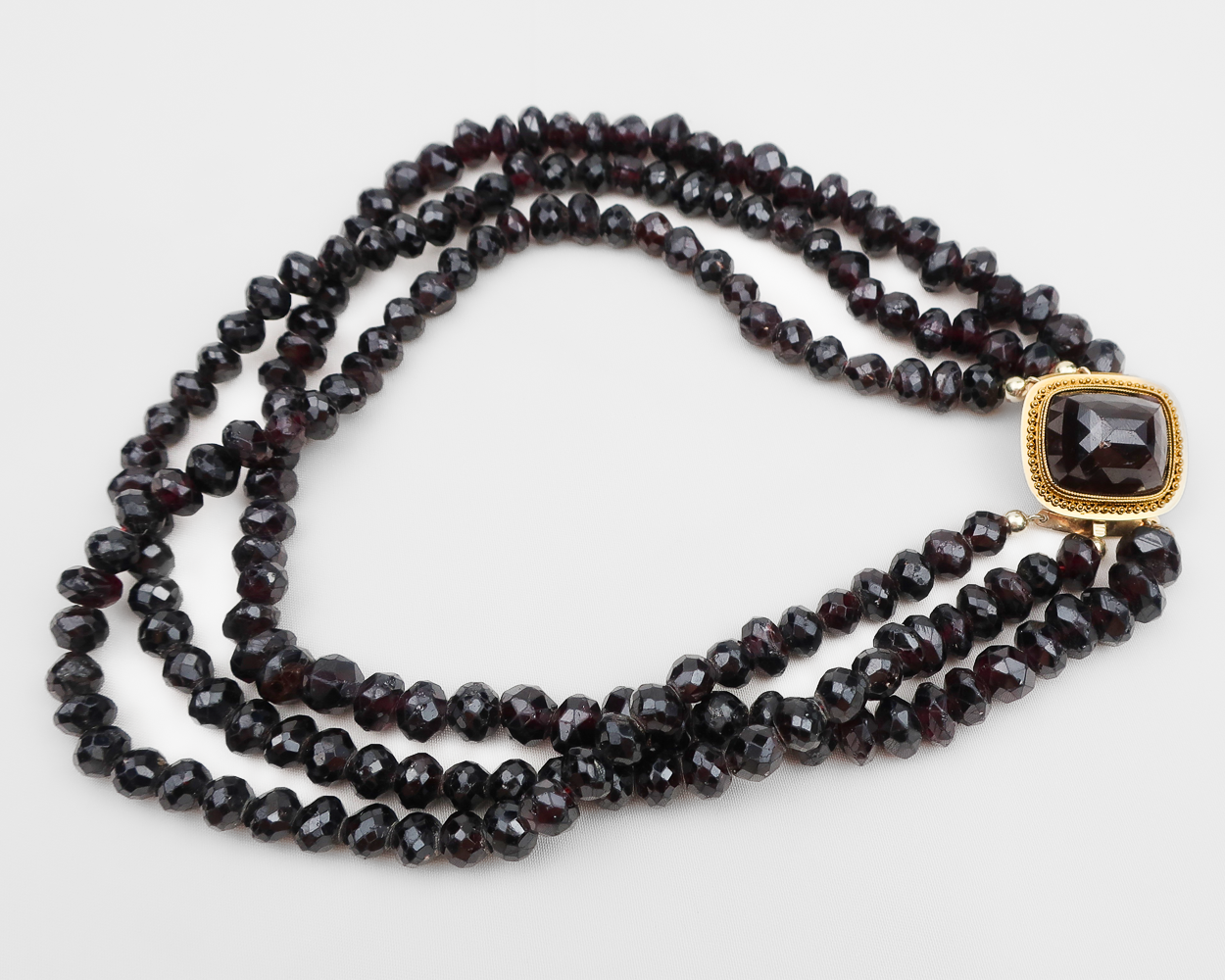 Victorian Three-Strand Garnet Necklace