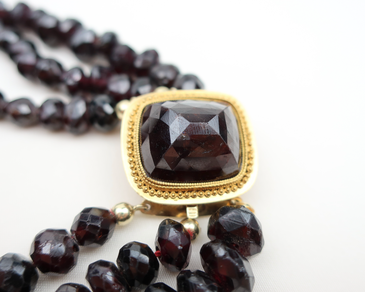 Victorian Three-Strand Garnet Necklace