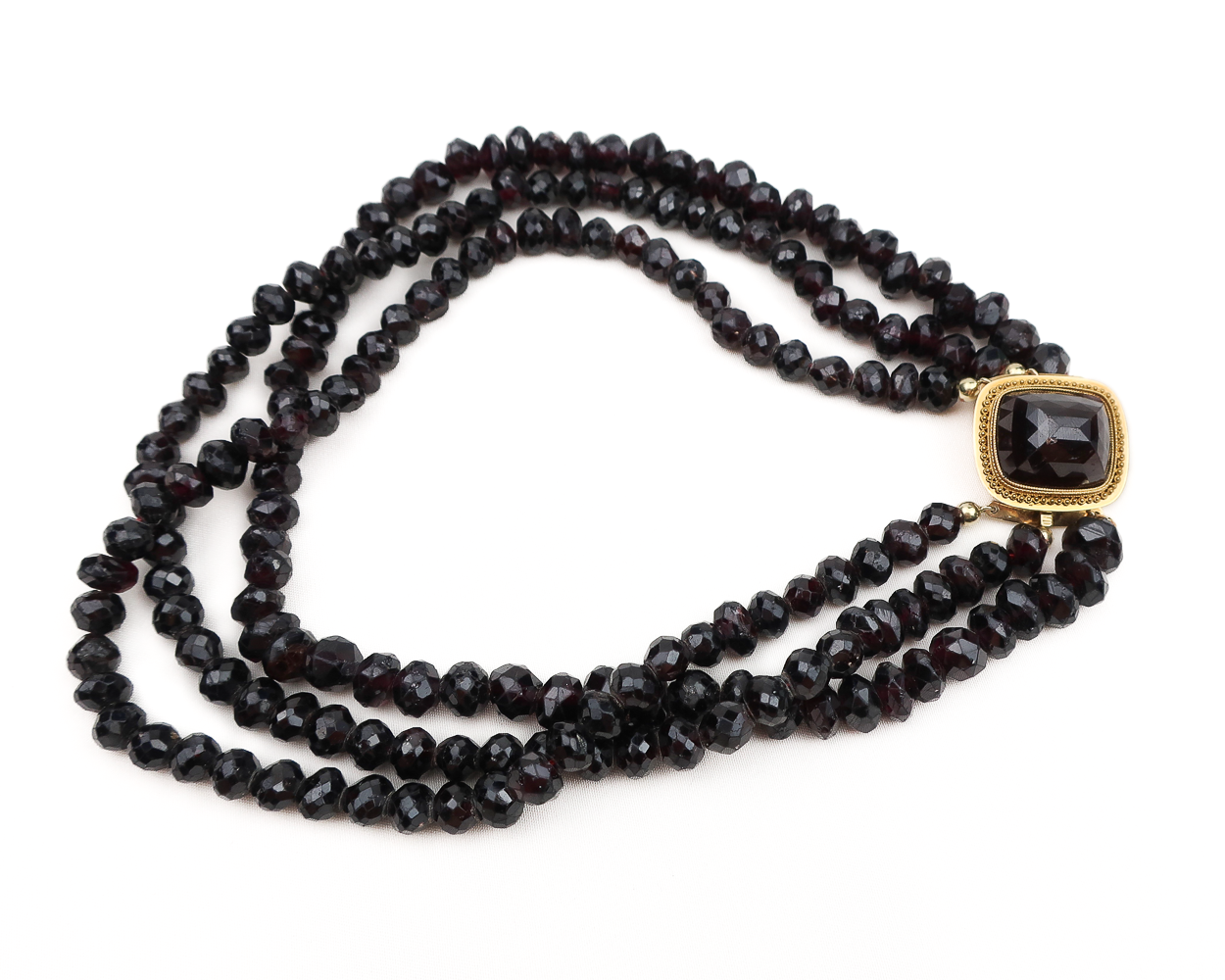 Victorian Three-Strand Garnet Necklace