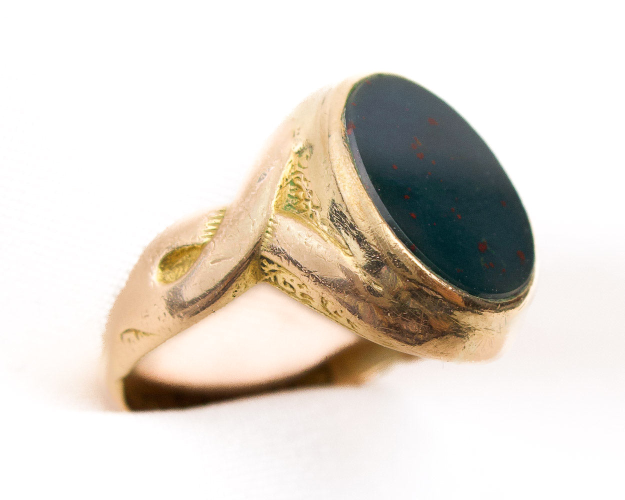 A24318 VICTORIAN GOLD BLOODSTONE RING MEN