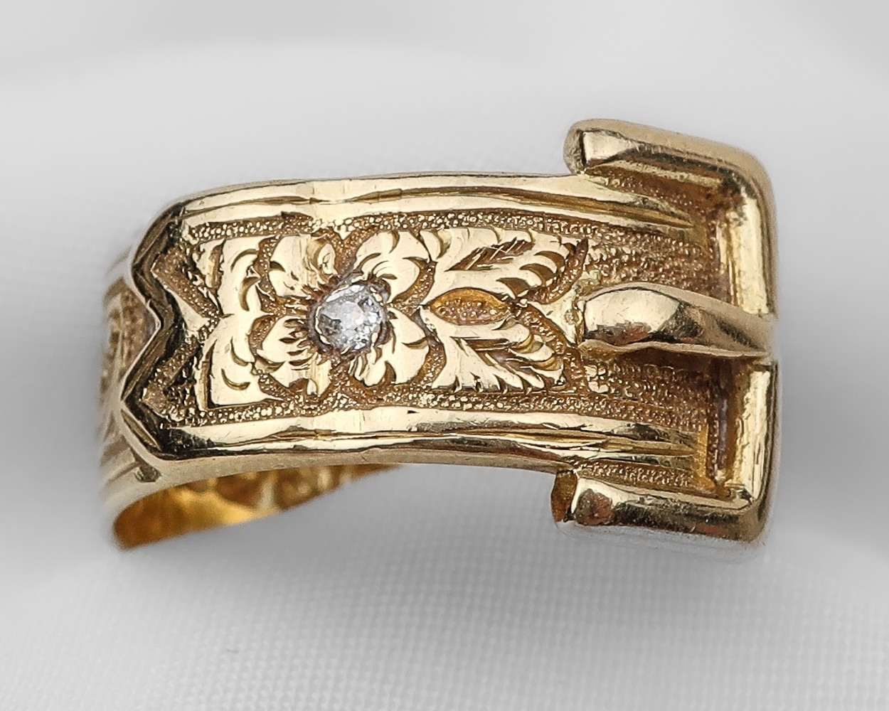 Early-Victorian Buckle Ring with Diamond Accent