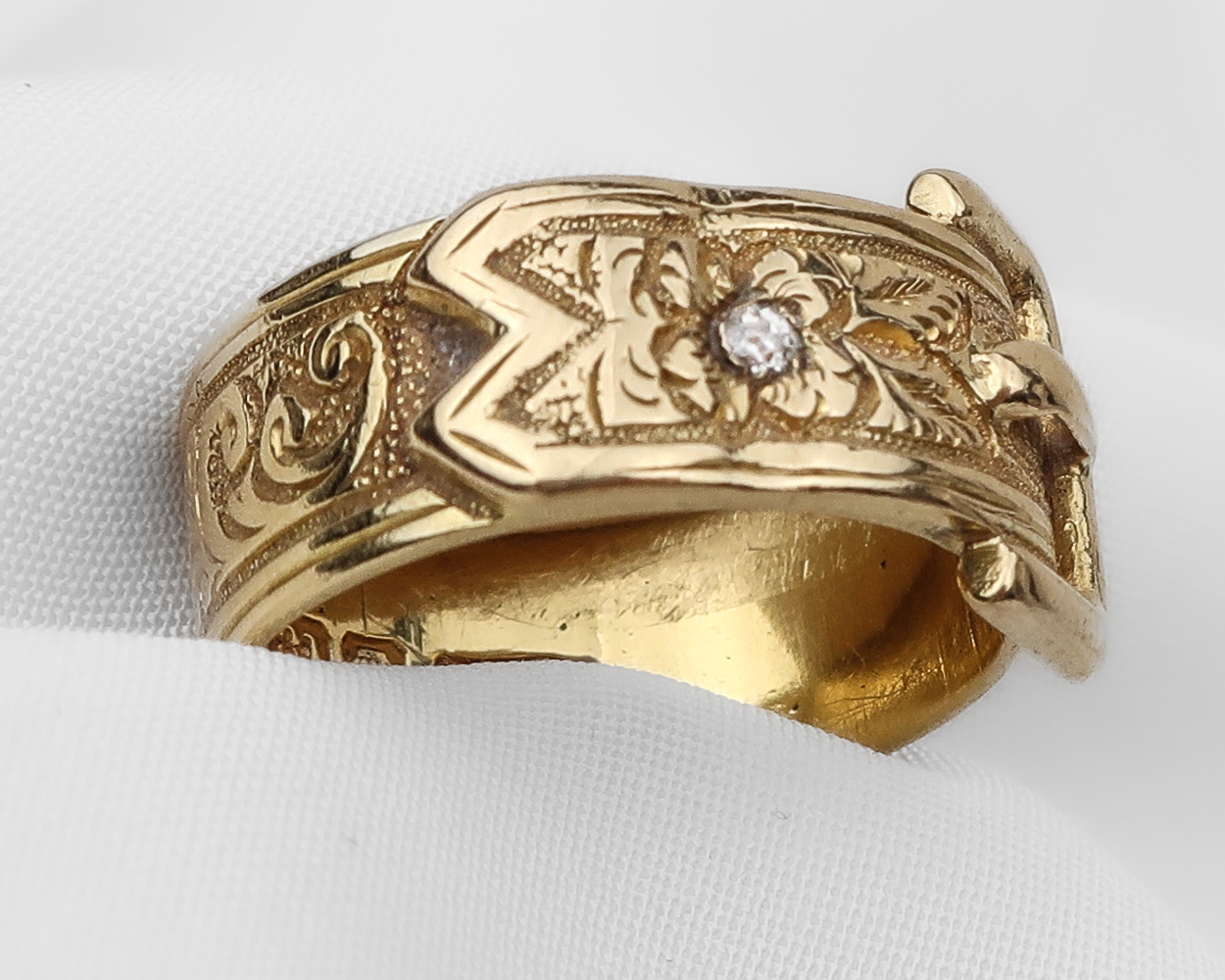 Early-Victorian Buckle Ring with Diamond Accent