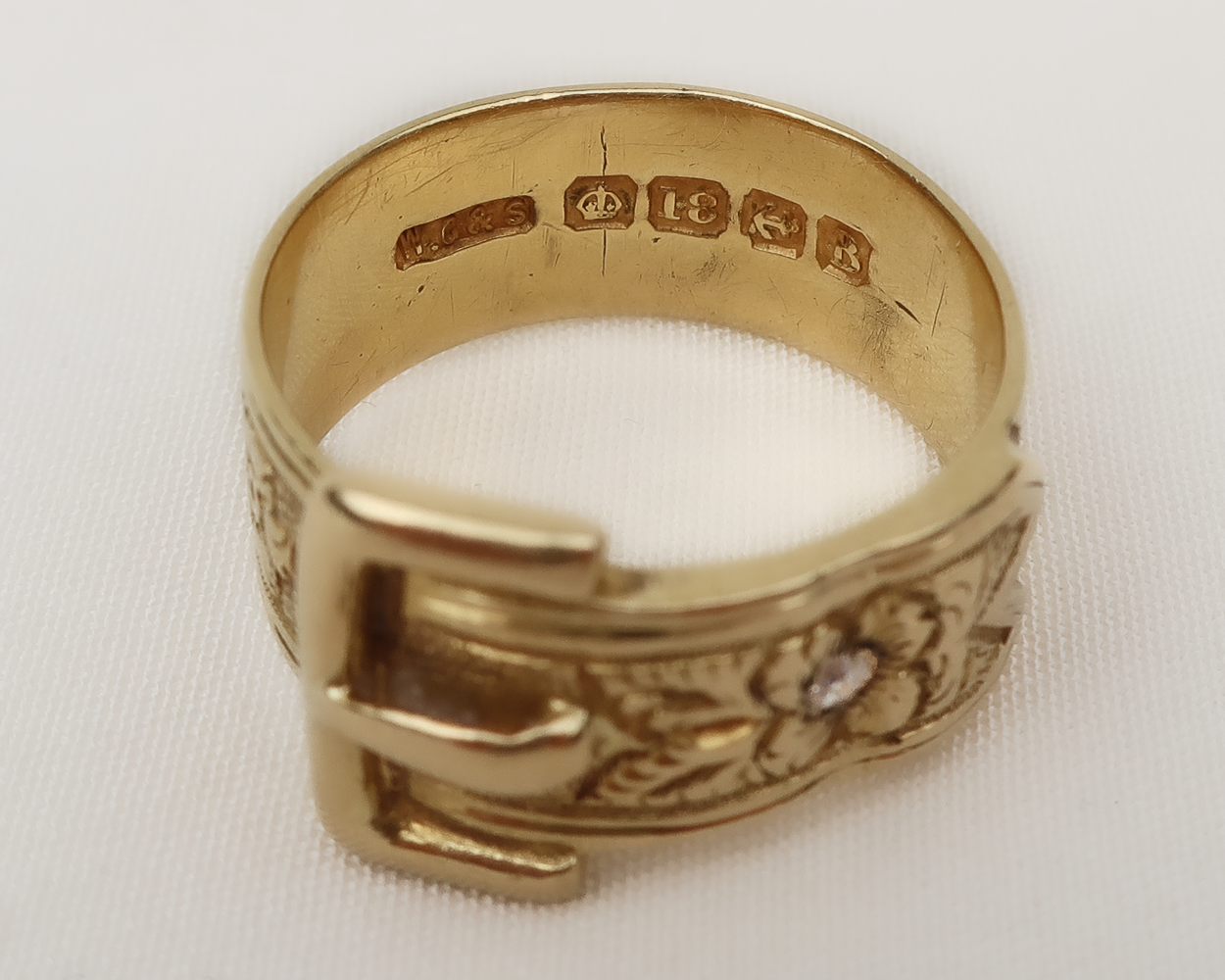 Early-Victorian Buckle Ring with Diamond Accent