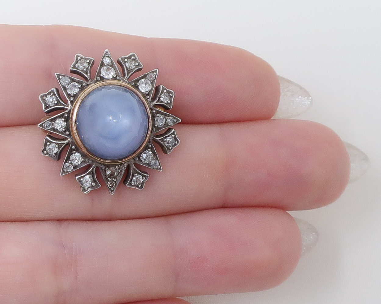 Victorian Star Sapphire & Diamond Brooch