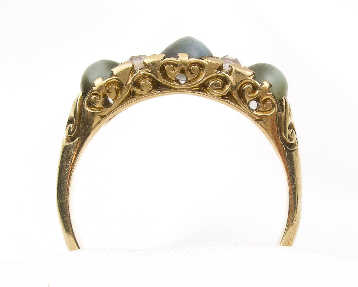 Victorian Cat's Eye Cabochon & Diamond Ring