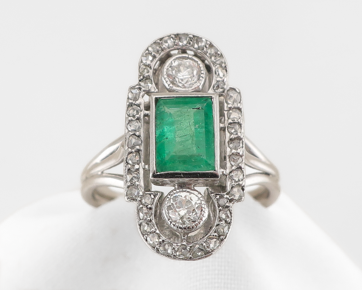 Art Deco North-South Emerald & Diamond Ring