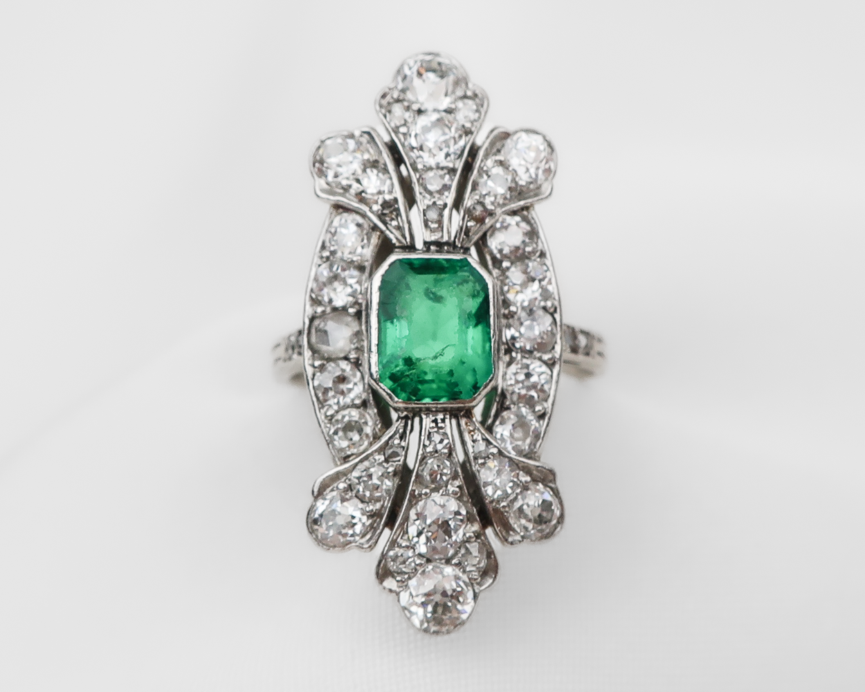 Edwardian French Emerald & Diamond Ring