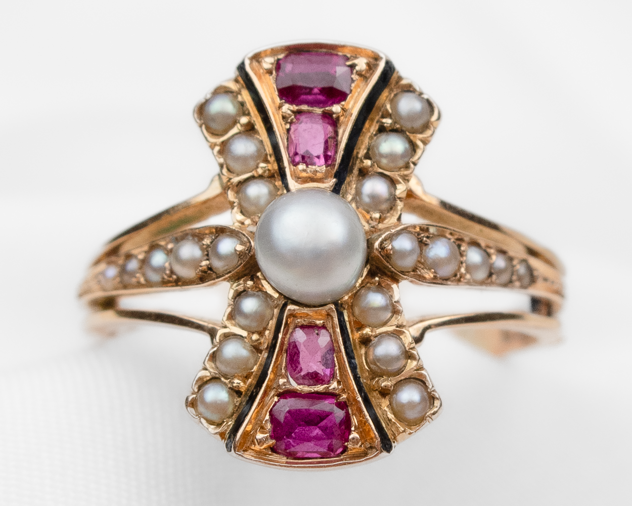 Edwardian Ruby & Pearl Ring