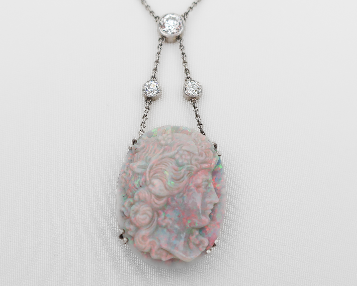 Edwardian Opal Cameo Necklace