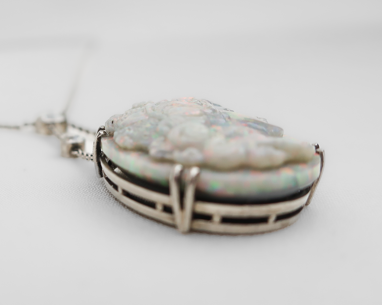 Edwardian Opal Cameo Necklace