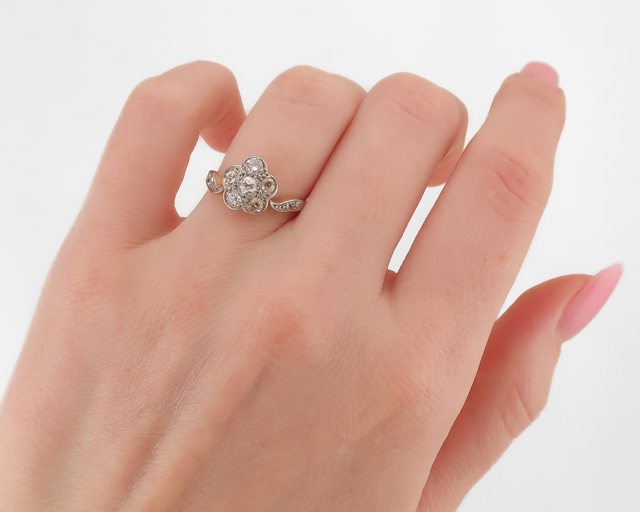 Edwardian Floral Diamond Cluster Ring