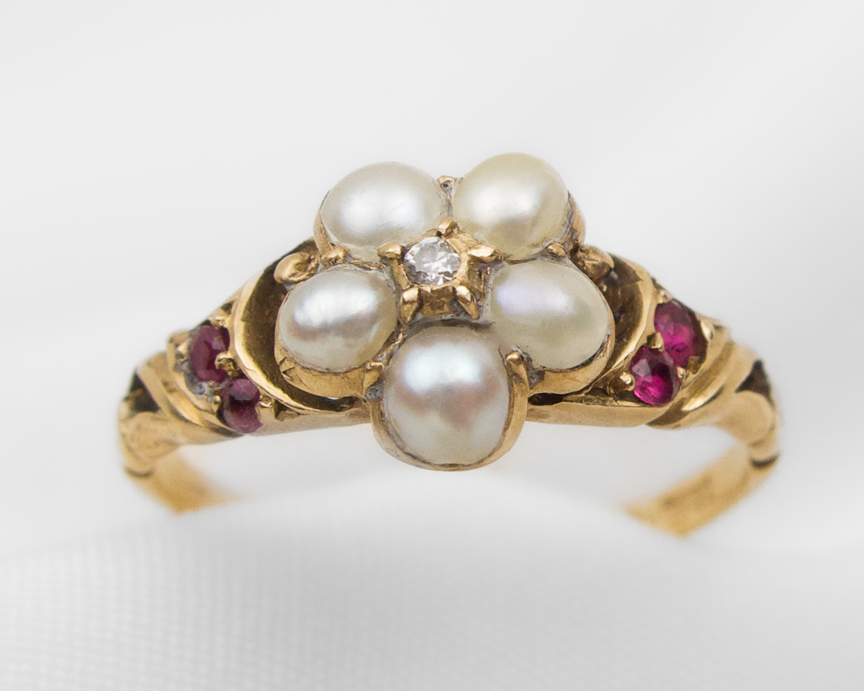 Victorian Garnet, Seed Pearl & Diamond Ring