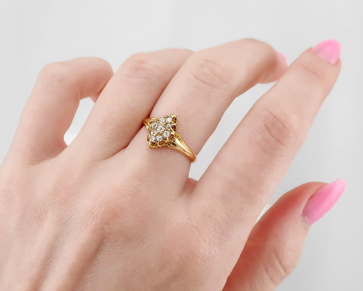 Victorian Diamond Cluster Navette Ring