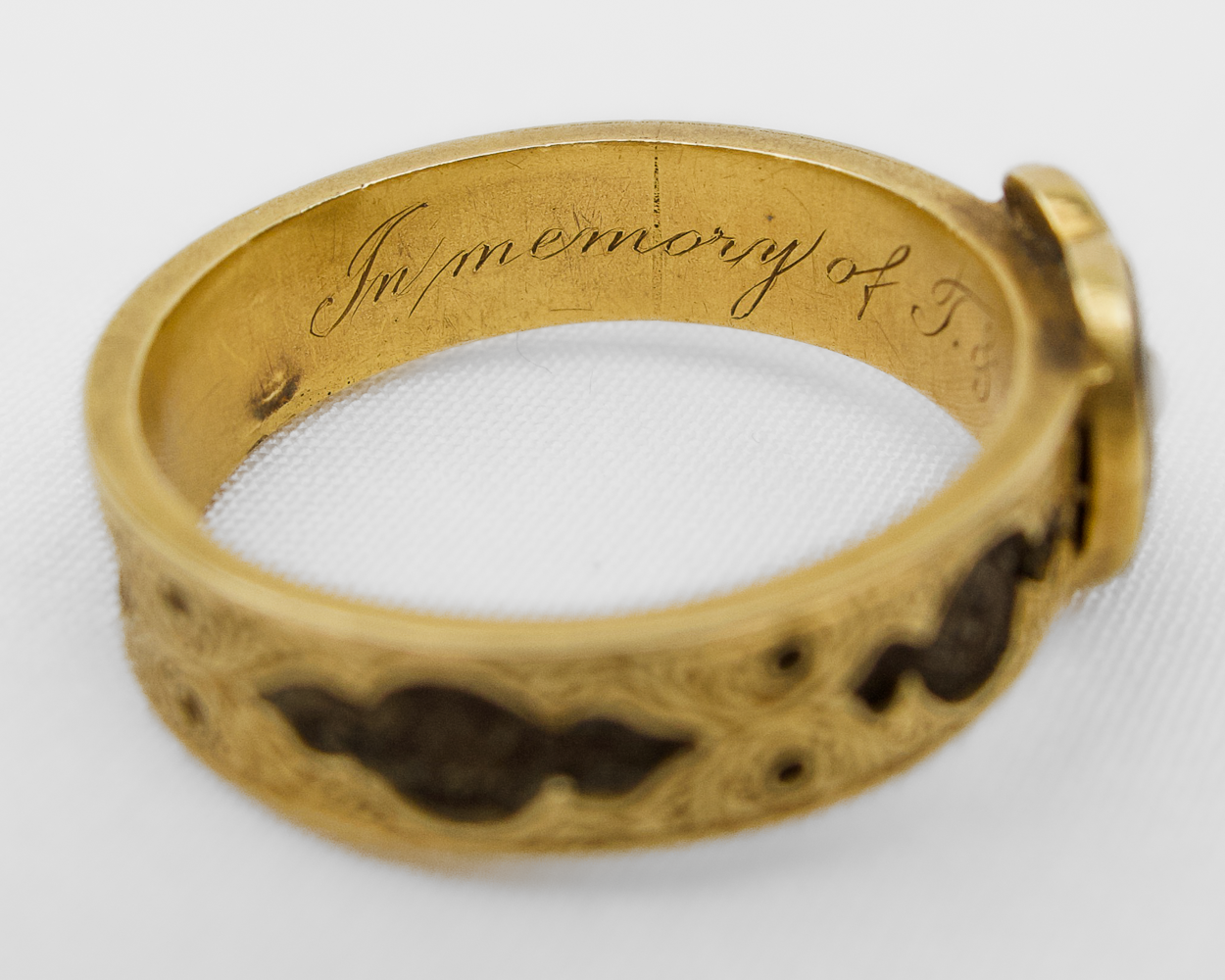 Victorian Enamel & Pearl Memorial Ring