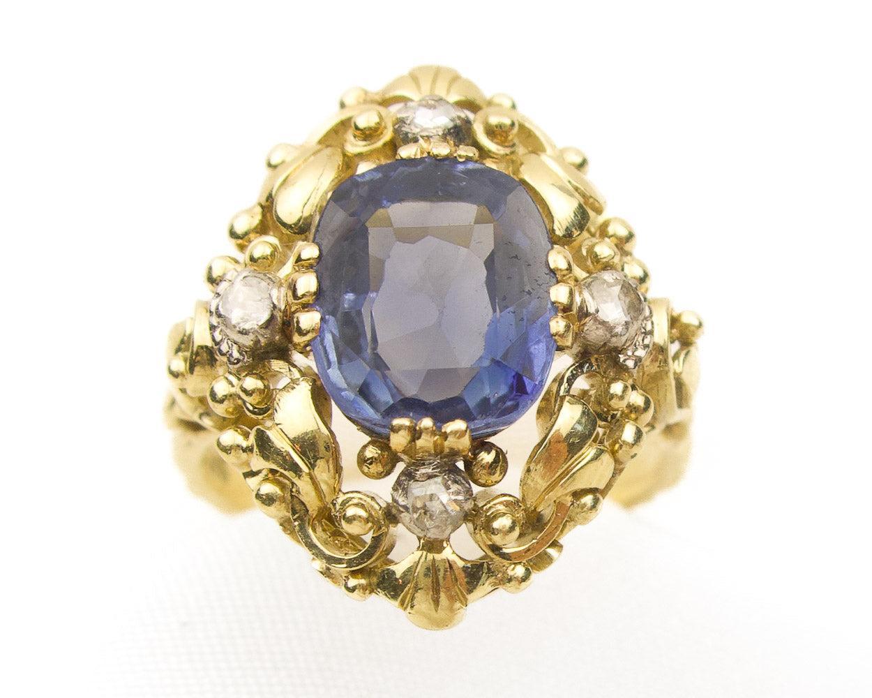 Midcentury Victorian Revival Sapphire Ring