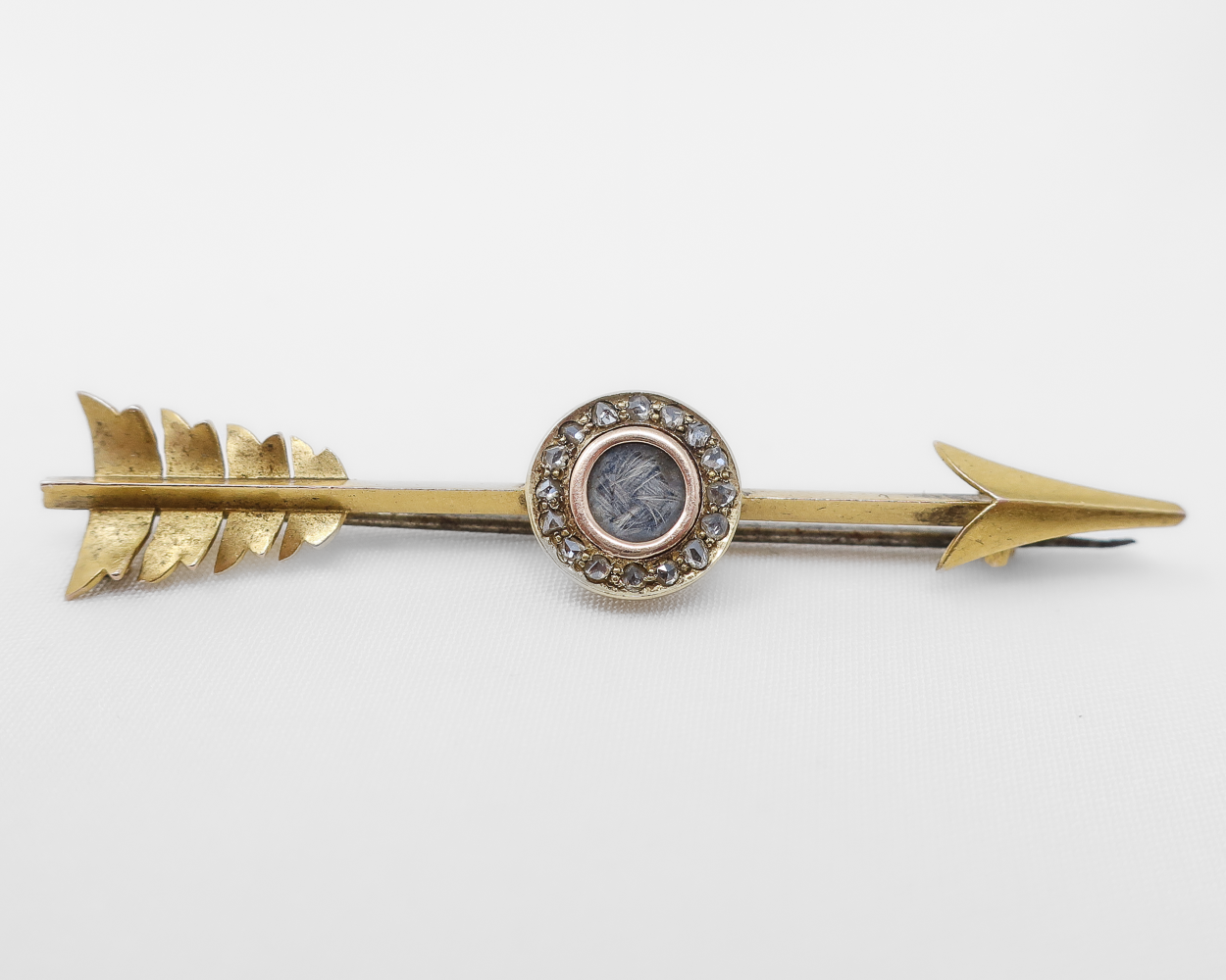 Victorian Diamond Arrow Mourning Brooch