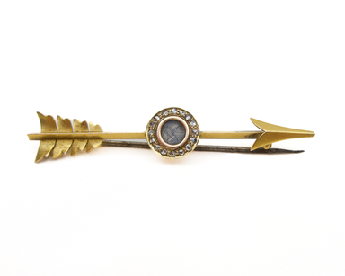 Victorian Arrow Mourning Brooch with Diamonds