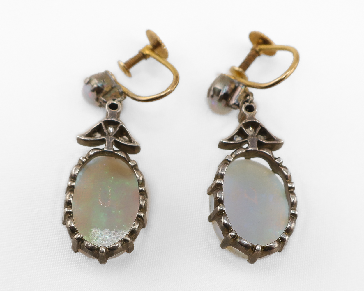 Victorian Opal & Diamond Earrings