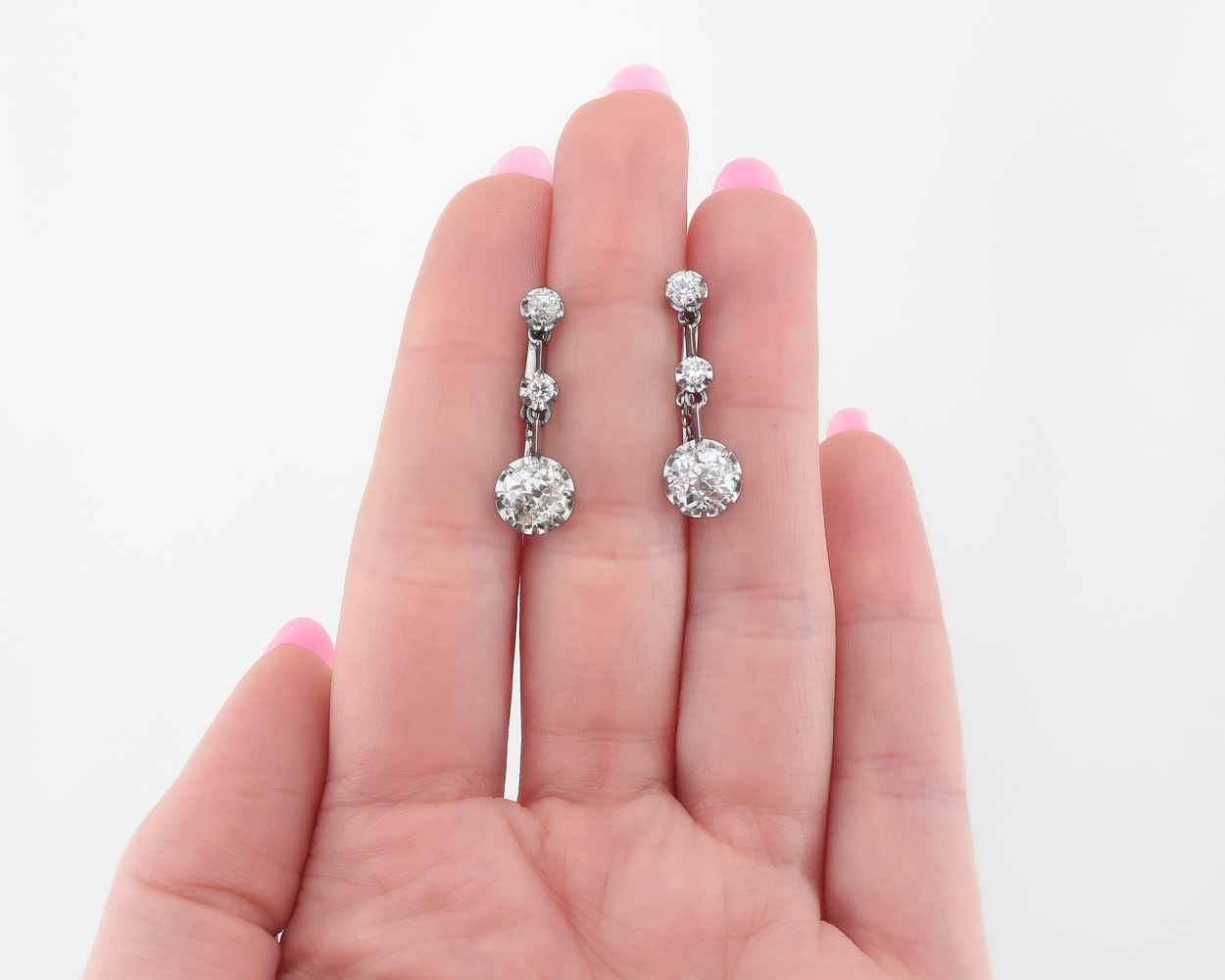 Art Deco French Diamond Drop Earrings