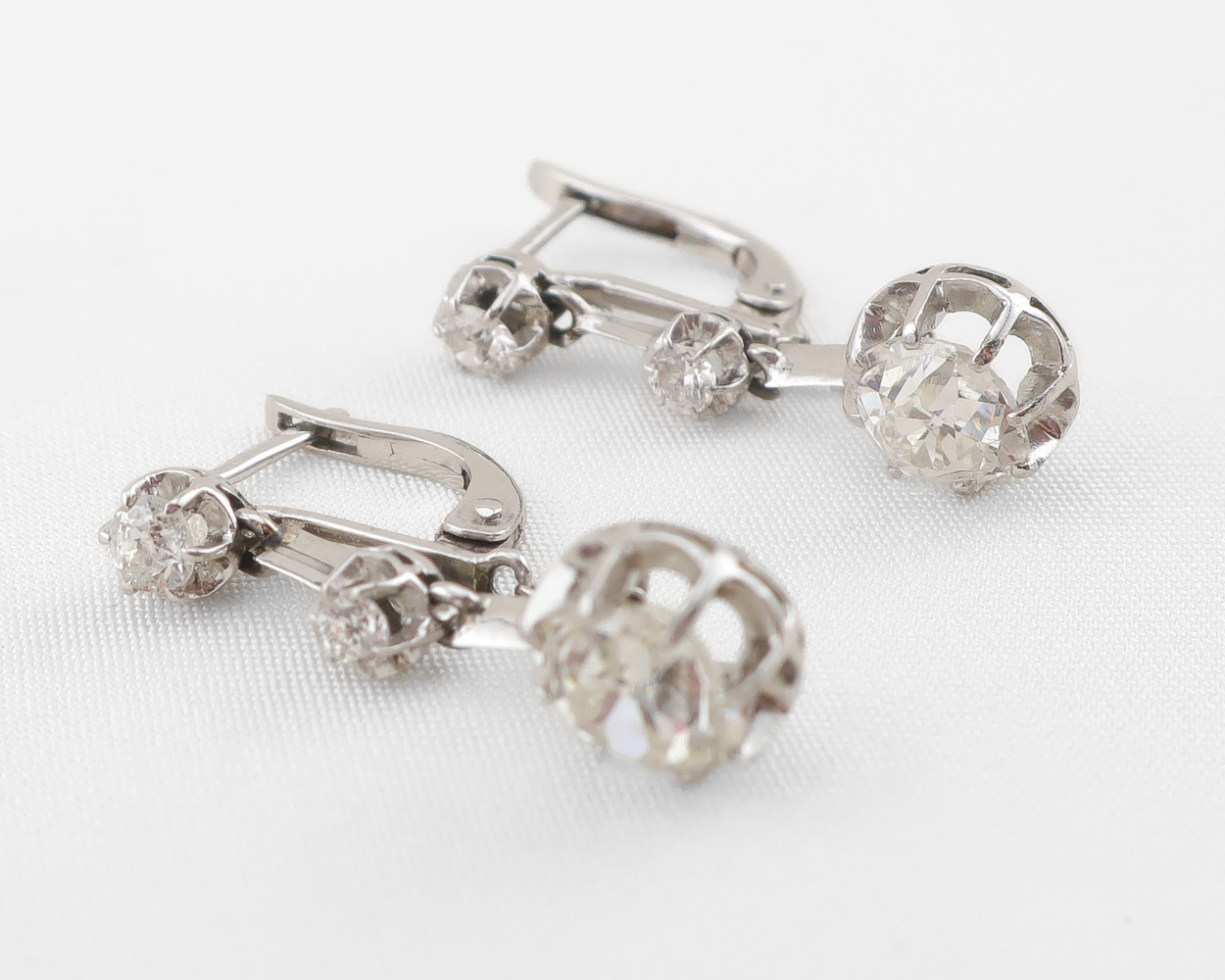 Art Deco French Diamond Drop Earrings
