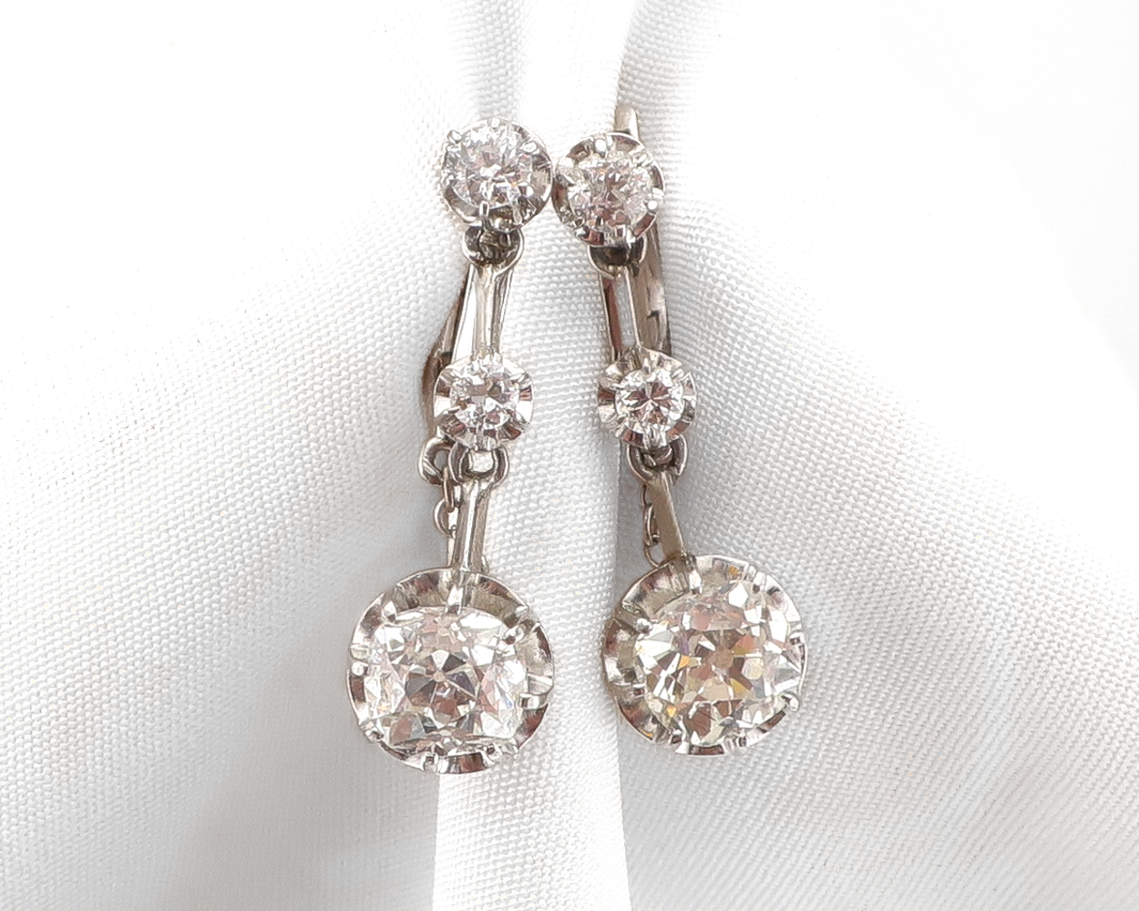 Art Deco French Diamond Drop Earrings