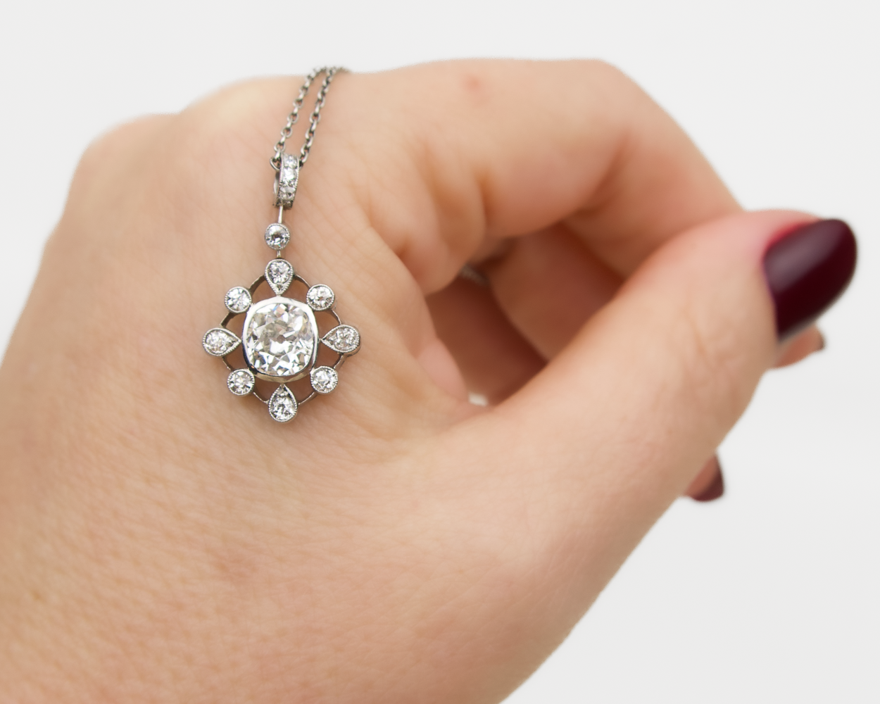 Art Deco Diamond Halo Pendant