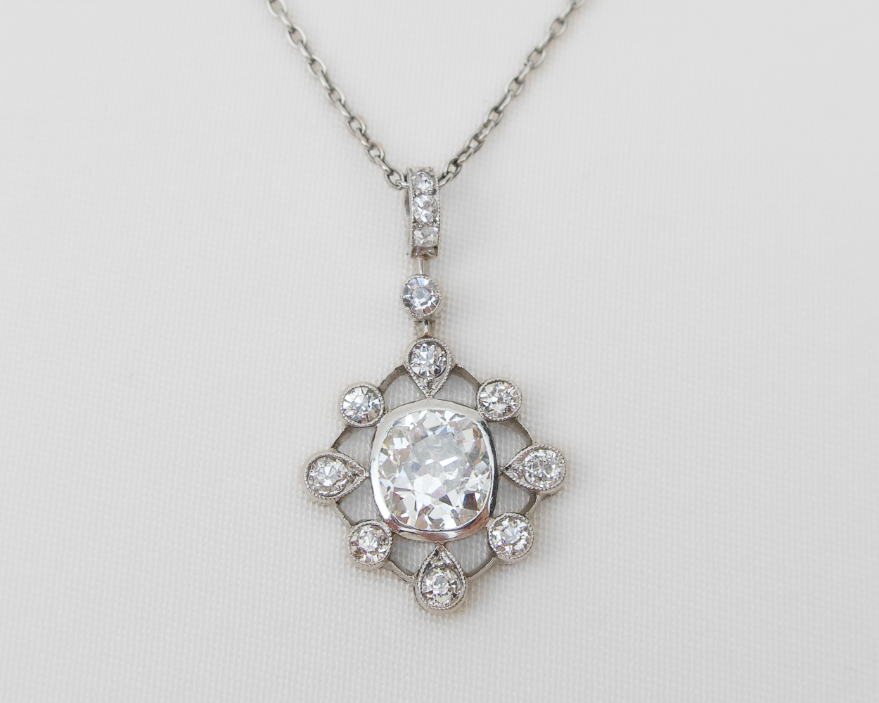 Art Deco Diamond Halo Pendant