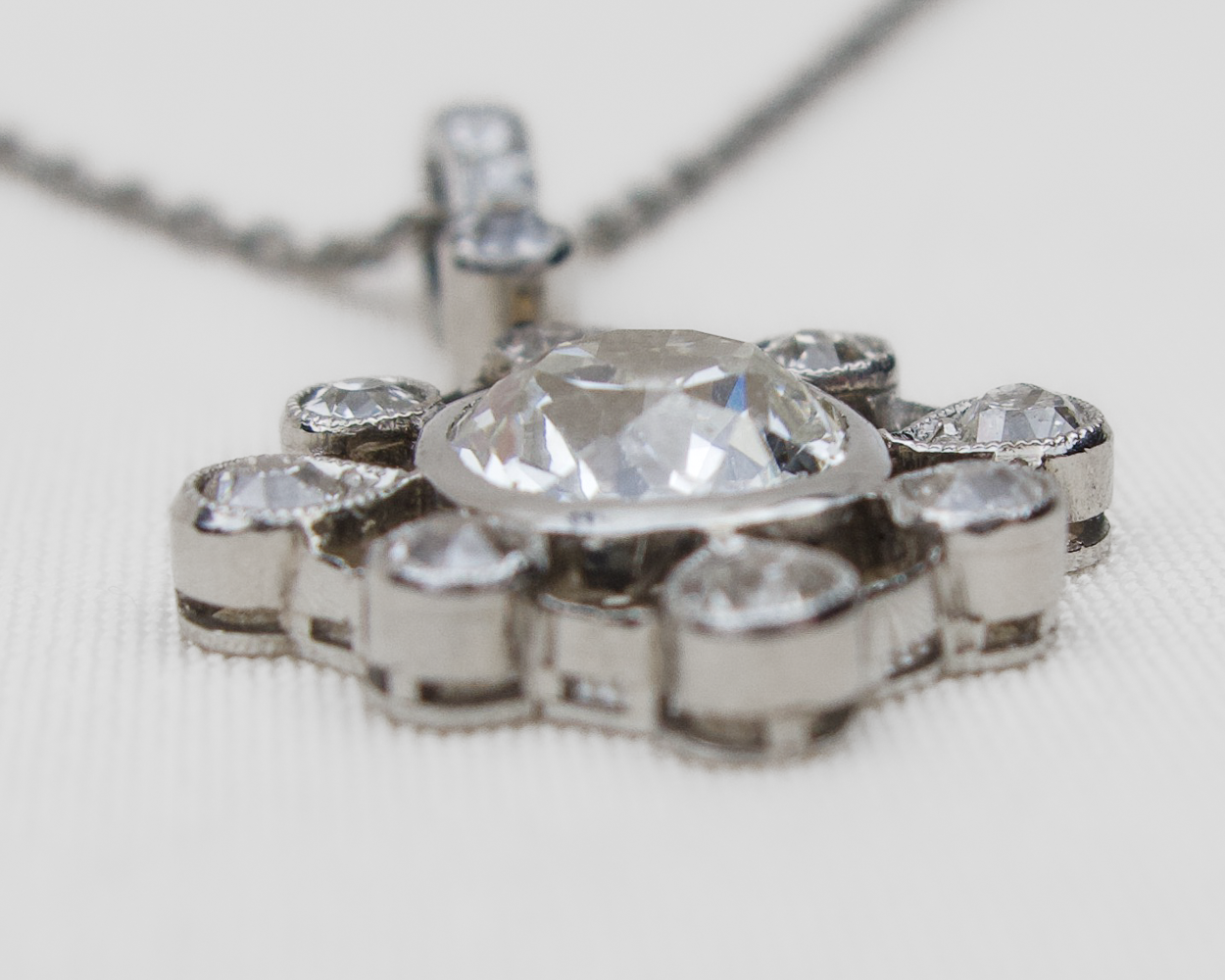 Art Deco Diamond Halo Pendant