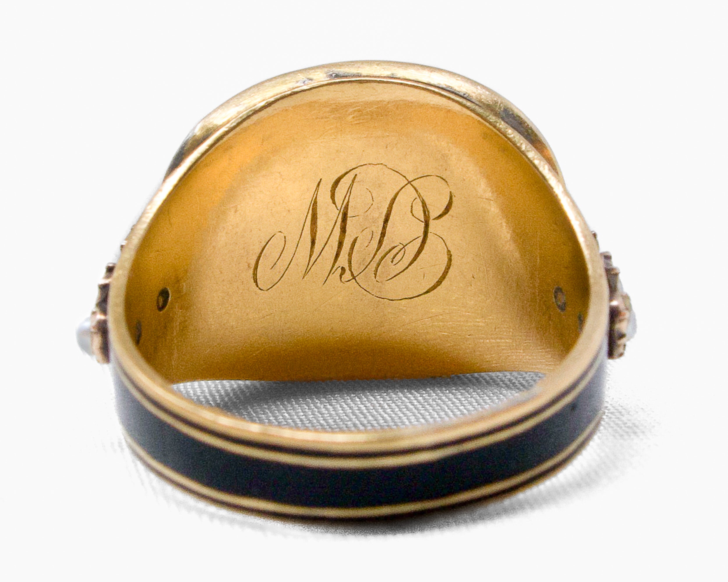 Georgian Enamel & Pearl Mourning Ring