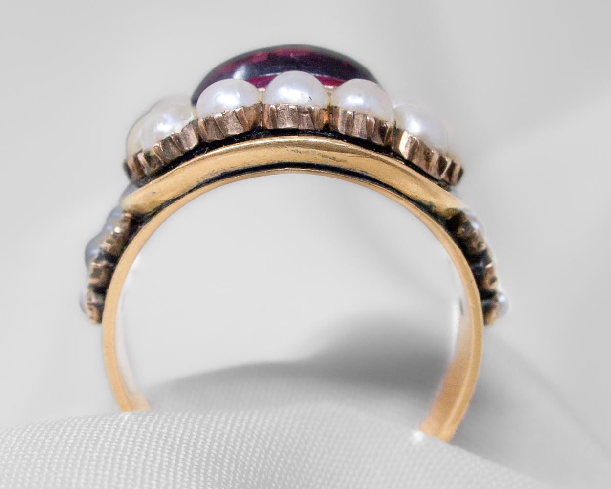 Georgian Enamel & Pearl Mourning Ring