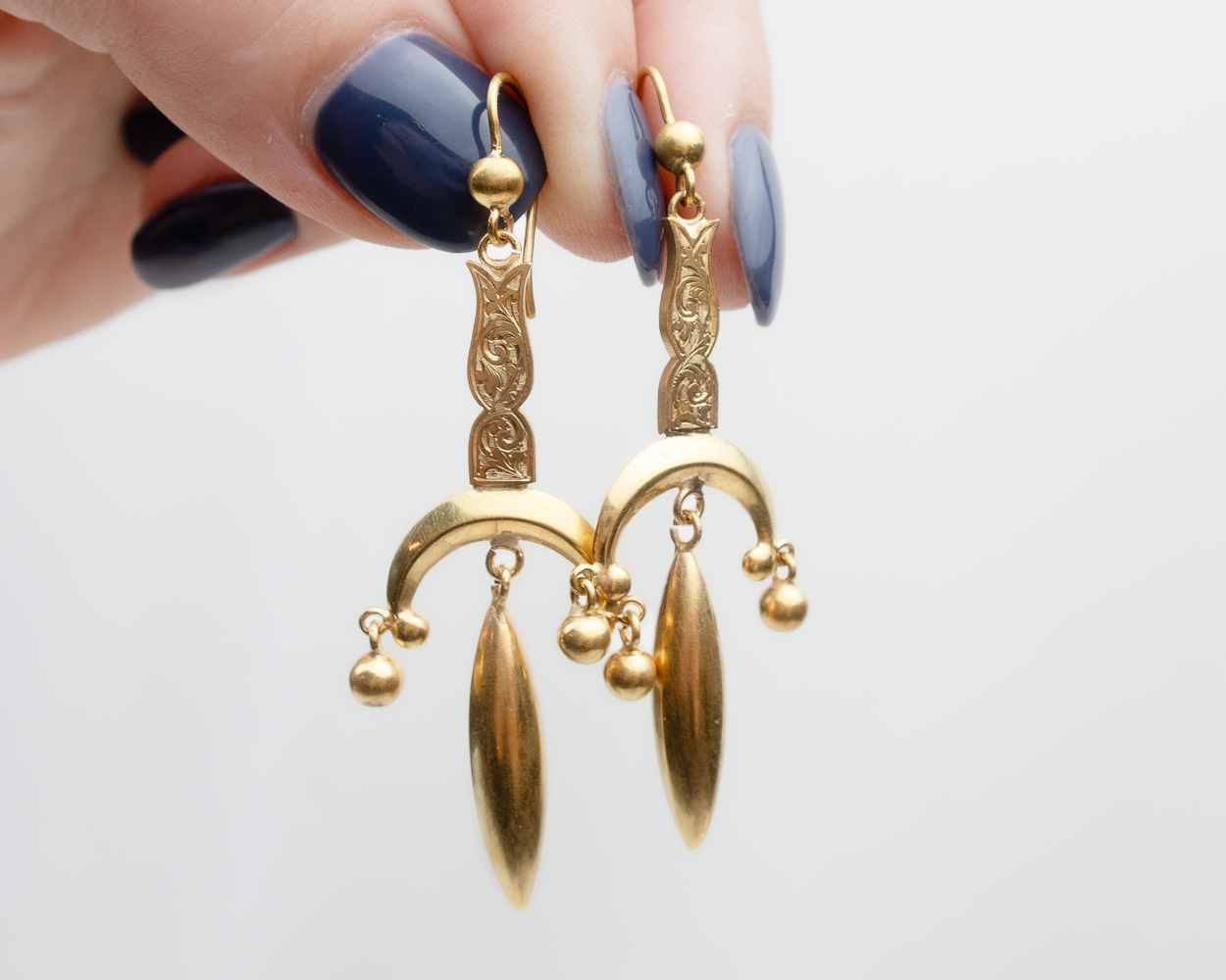 Victorian Engraved Dangle Earrings