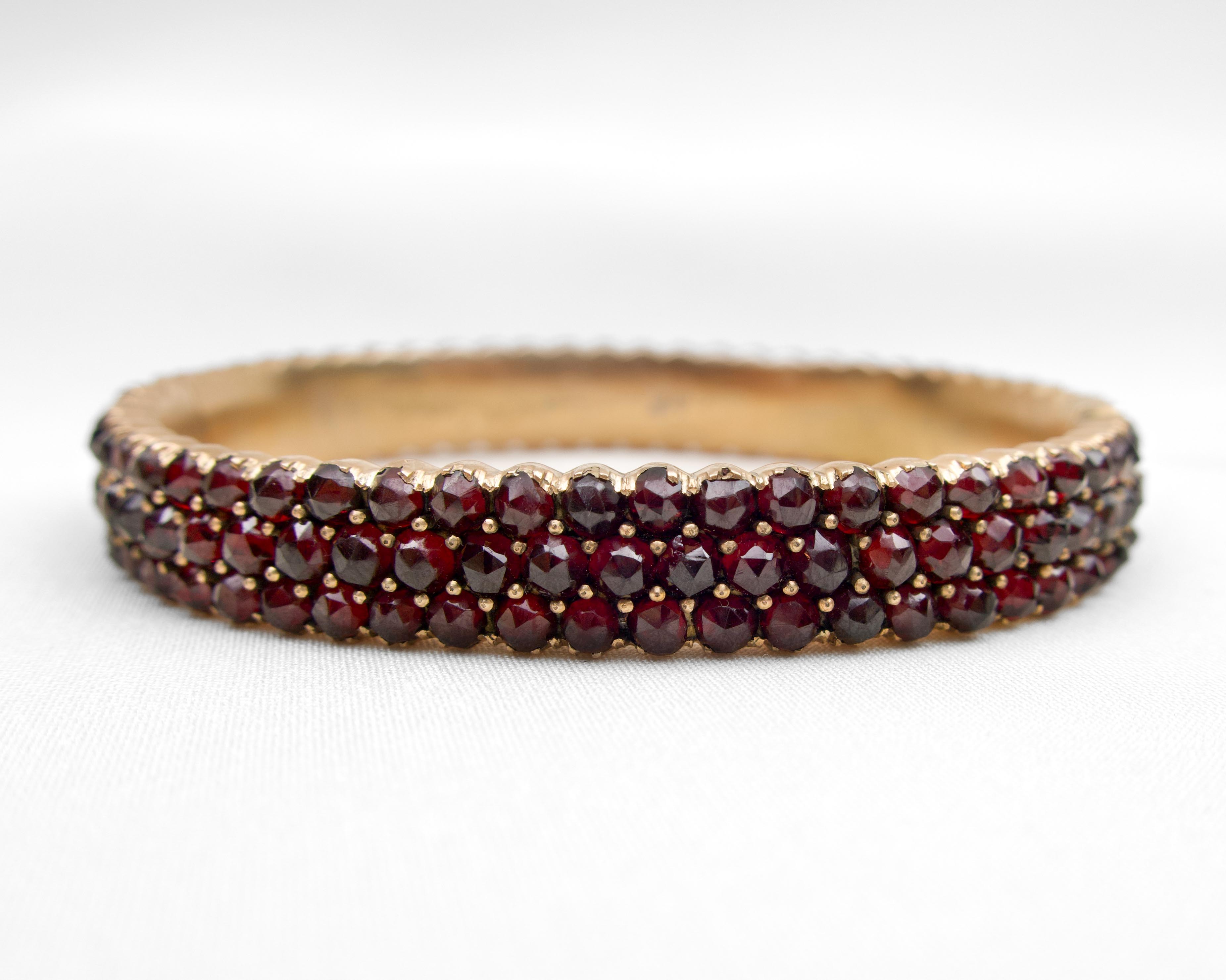 Circa 1870 Victorian Bohemian Garnet Bangle