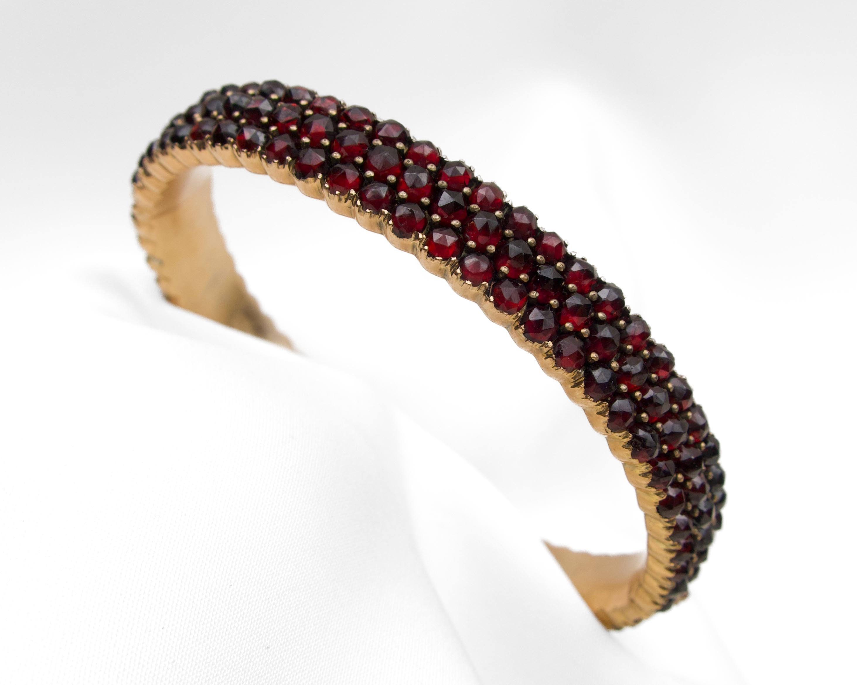 Circa 1870 Victorian Bohemian Garnet Bangle
