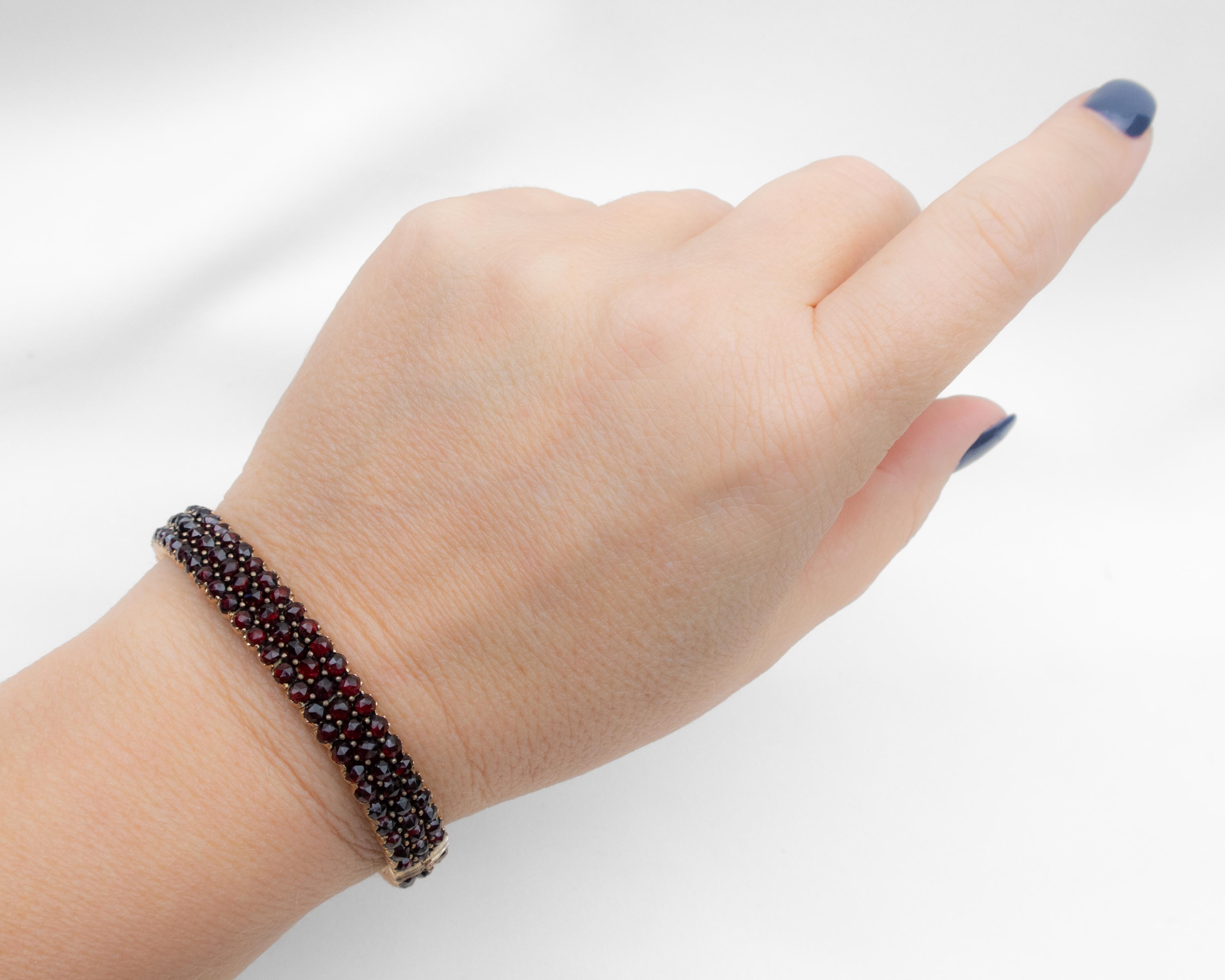 Circa 1870 Victorian Bohemian Garnet Bangle