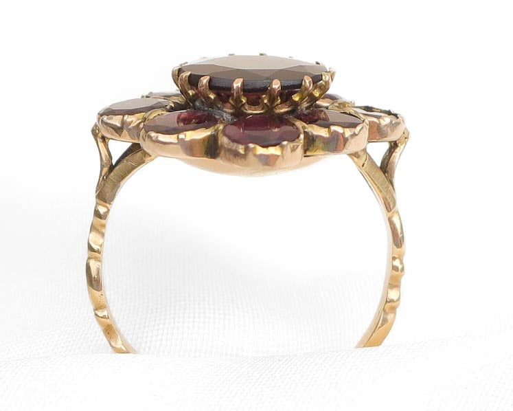 Georgian Floral Garnet Ring