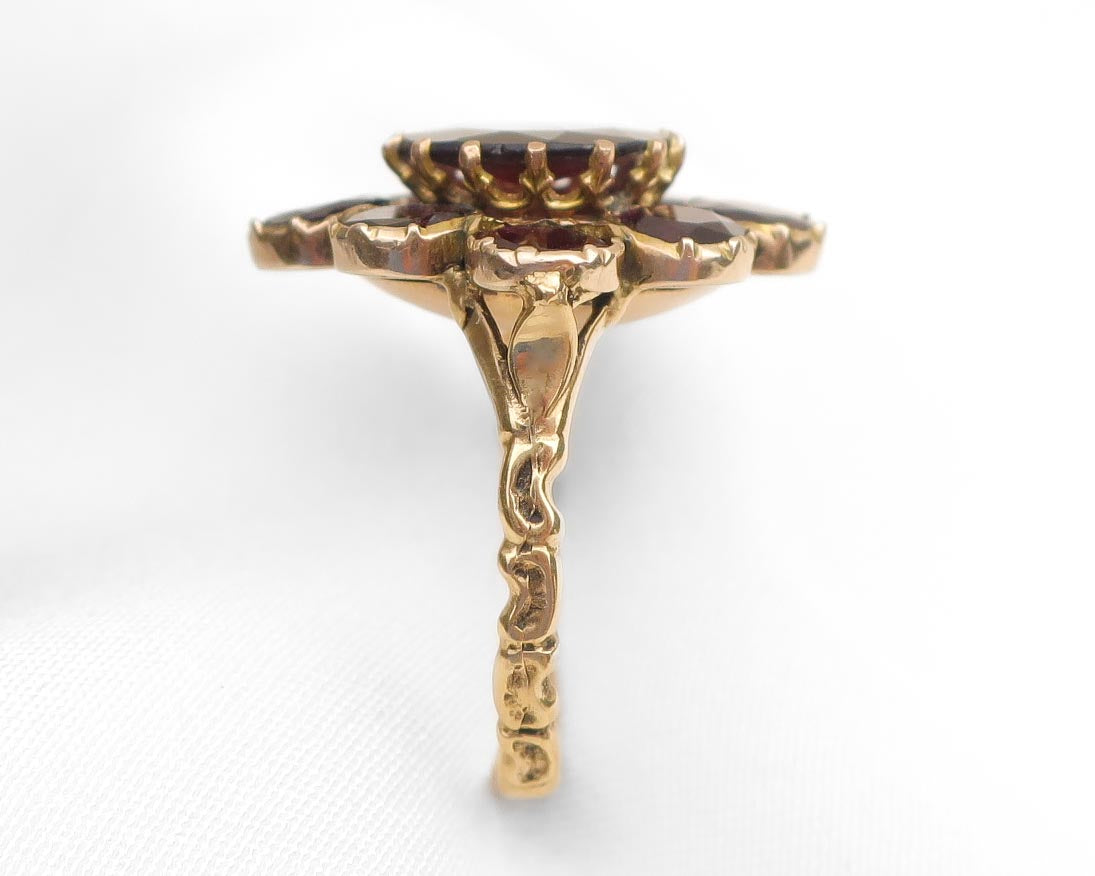 Georgian Floral Garnet Ring