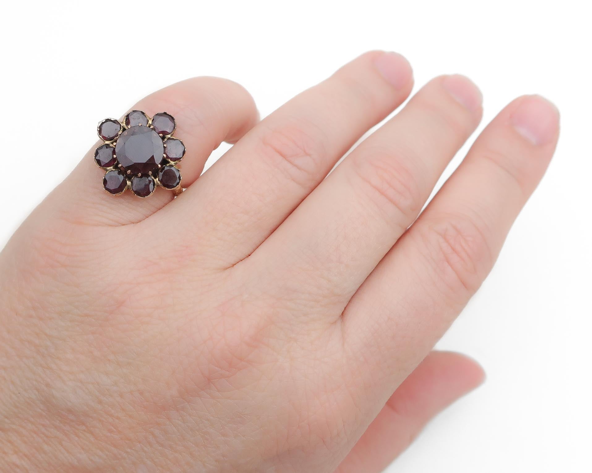 Georgian Floral Garnet Ring