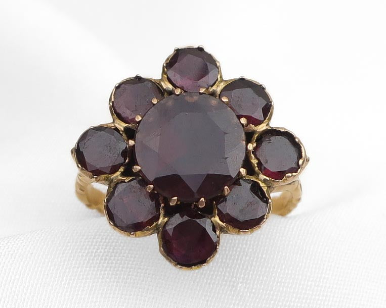 Georgian Floral Garnet Ring