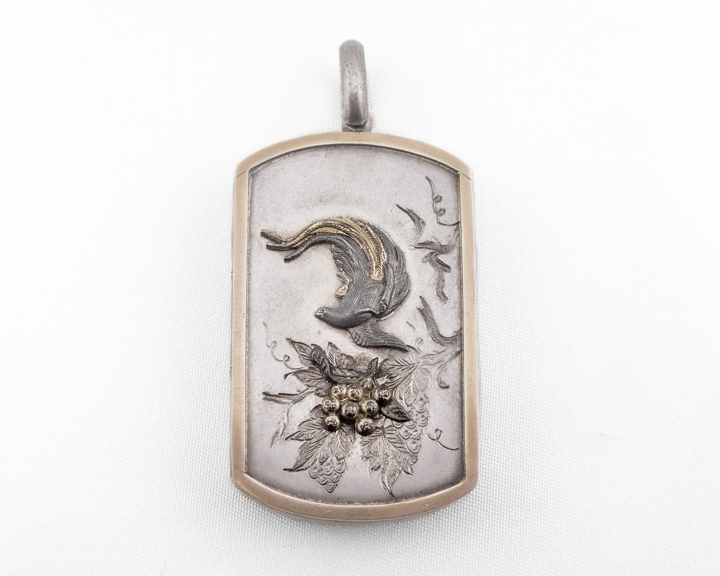 Circa 1870 Victorian Silver & Niello Bird Locket