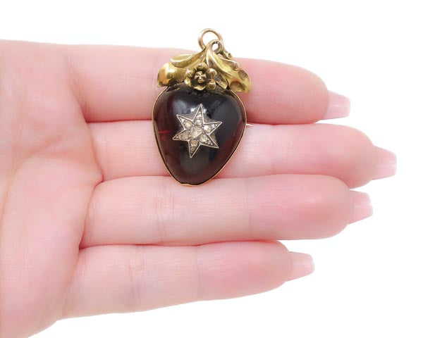 Victorian Garnet Memorial Brooch / Pendant