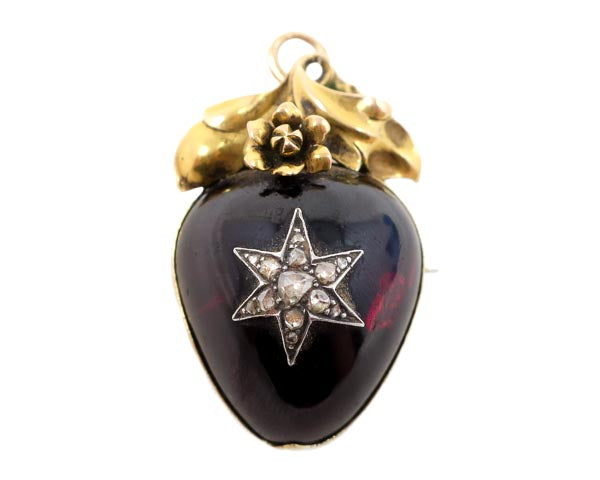 Victorian Garnet Memorial Brooch / Pendant